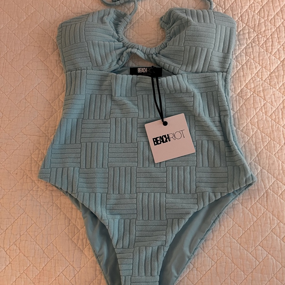 Beach Riot Blue One Piece Swimsuit with Textured Design